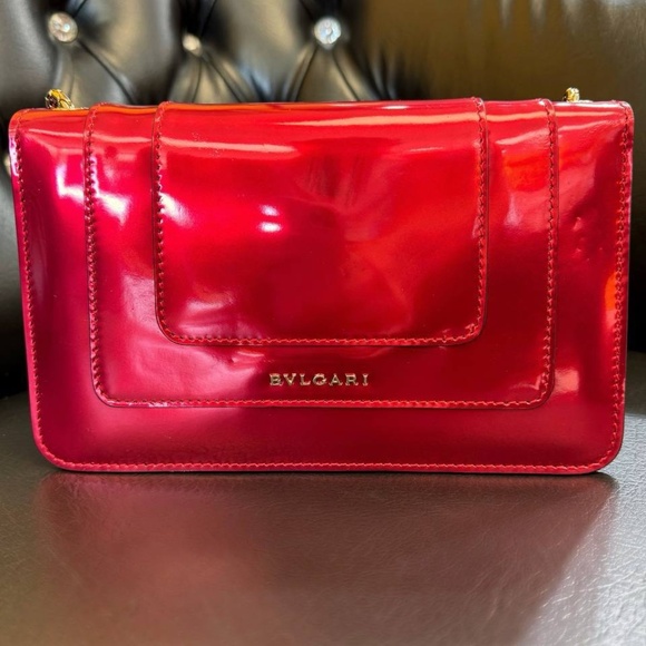 Bvlgari Serpenti Forever Square Crossbody Shoulder Bag Metallic Red Leather Smal - Picture 4 of 14